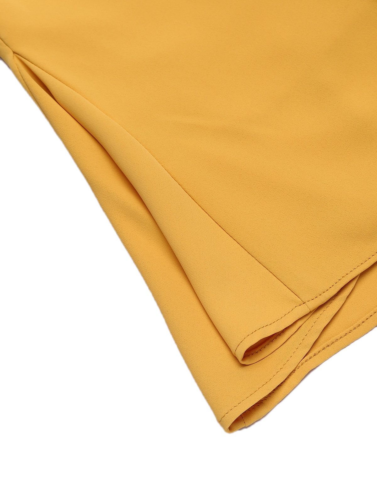 Yellow 1950s Ruffled Pockets Shorts - Image 6
