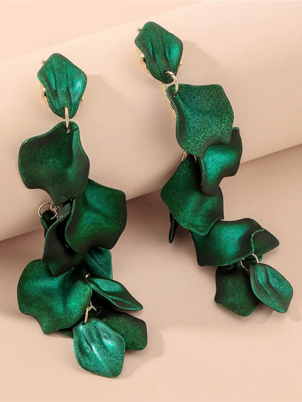 Satin Petal Flower Drop Earrings - Image 5