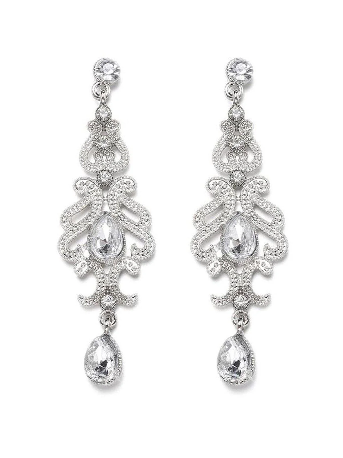 Silver 1920s Bridal Earrings