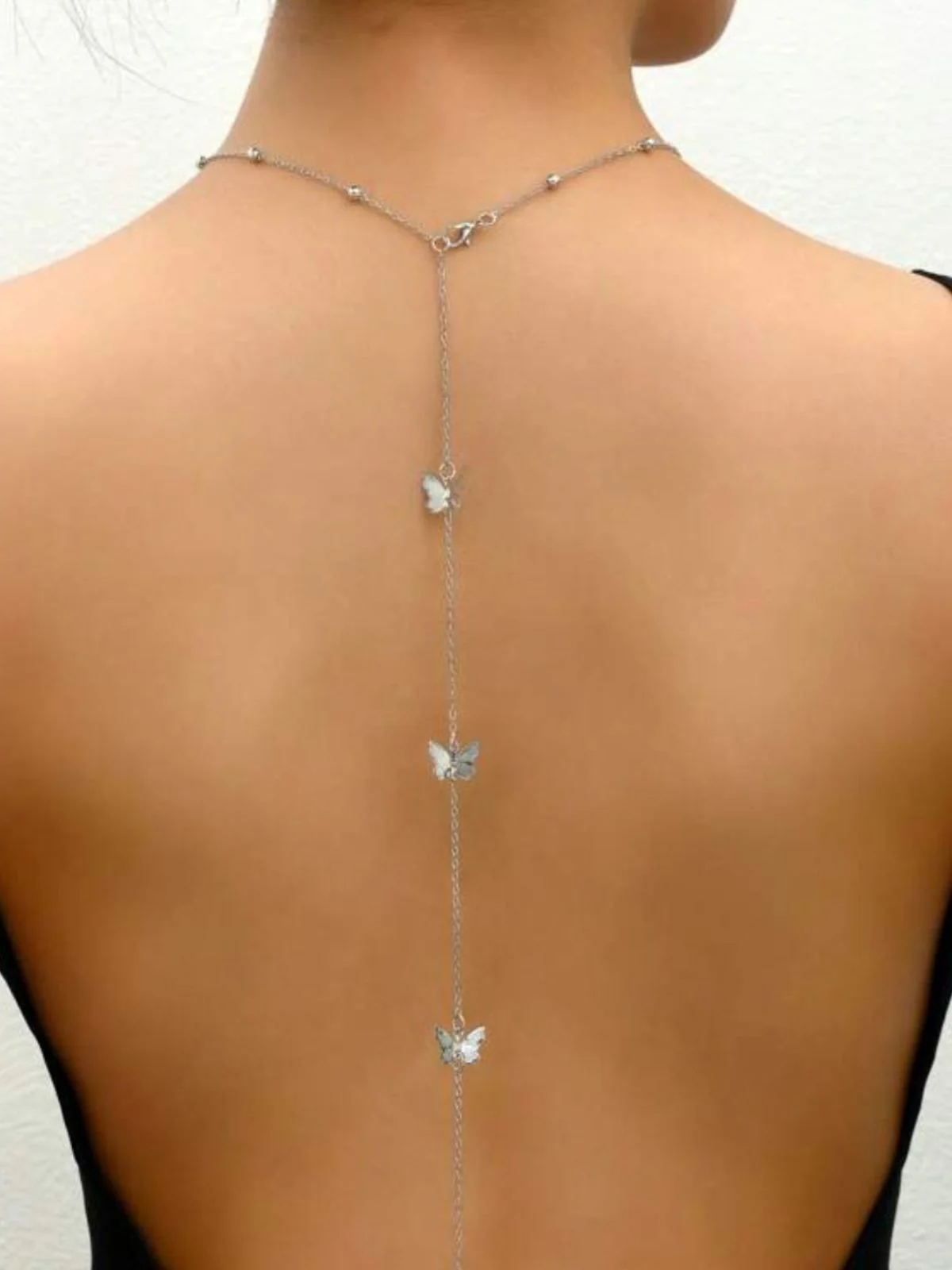 Silver Butterfly Dainty Back Drop Necklace - Image 3