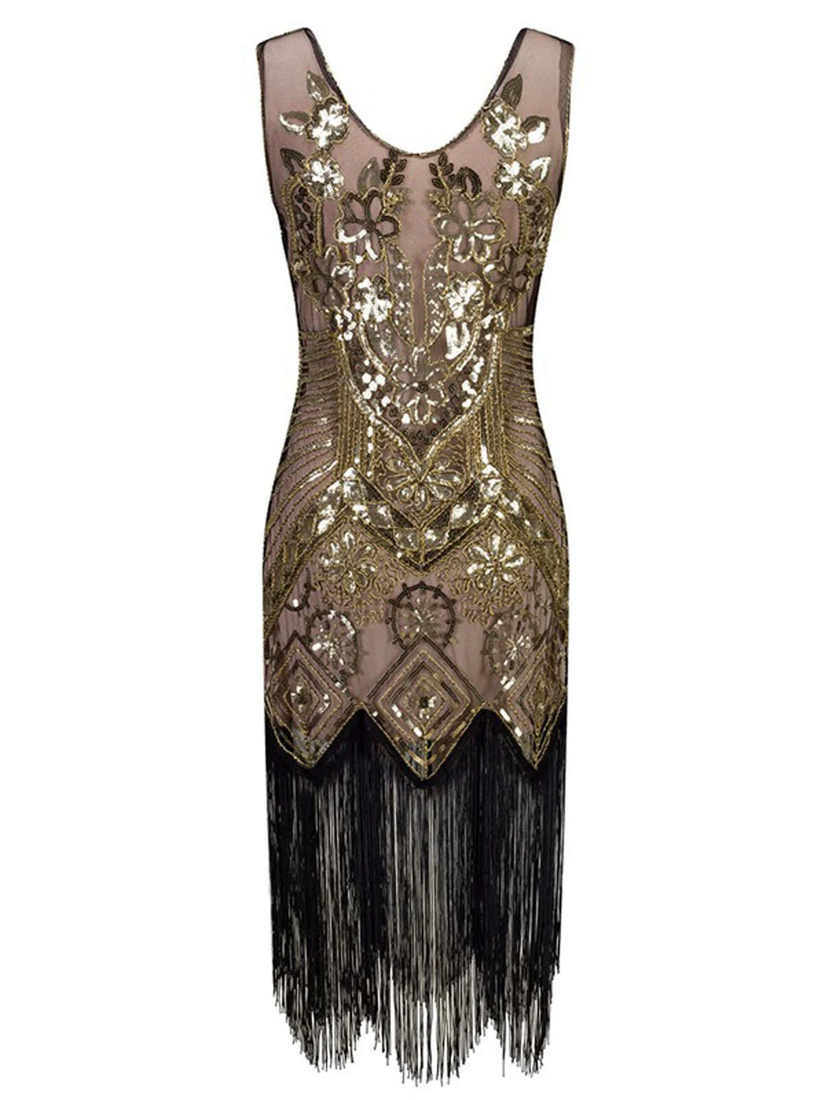 [US Warehouse] 1920s Floral Beaded Flapper Dress - Image 7