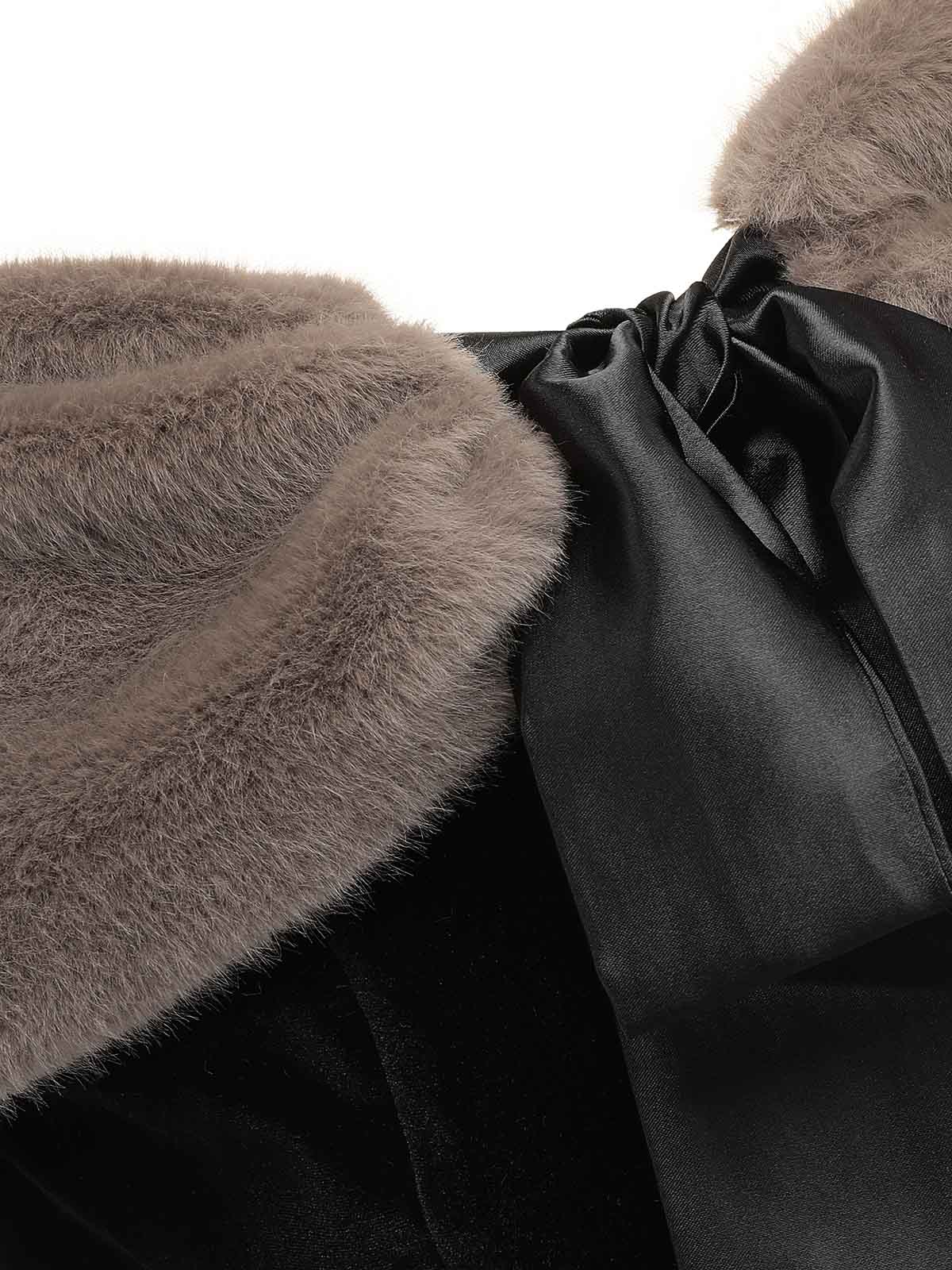2PCS Black 1960s Solid Dress & Plush Cape - Image 7