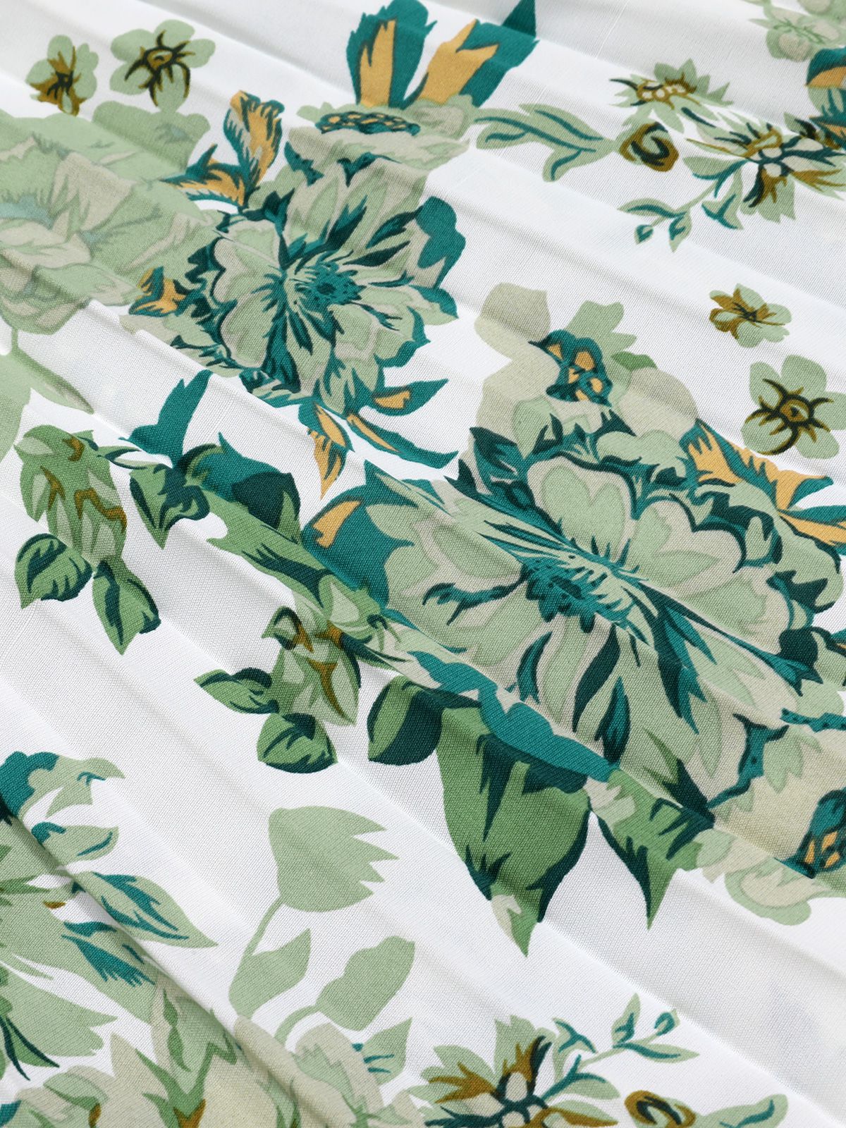 [US Warehouse] Green 1940s Floral Tie Belt Dress - Image 4