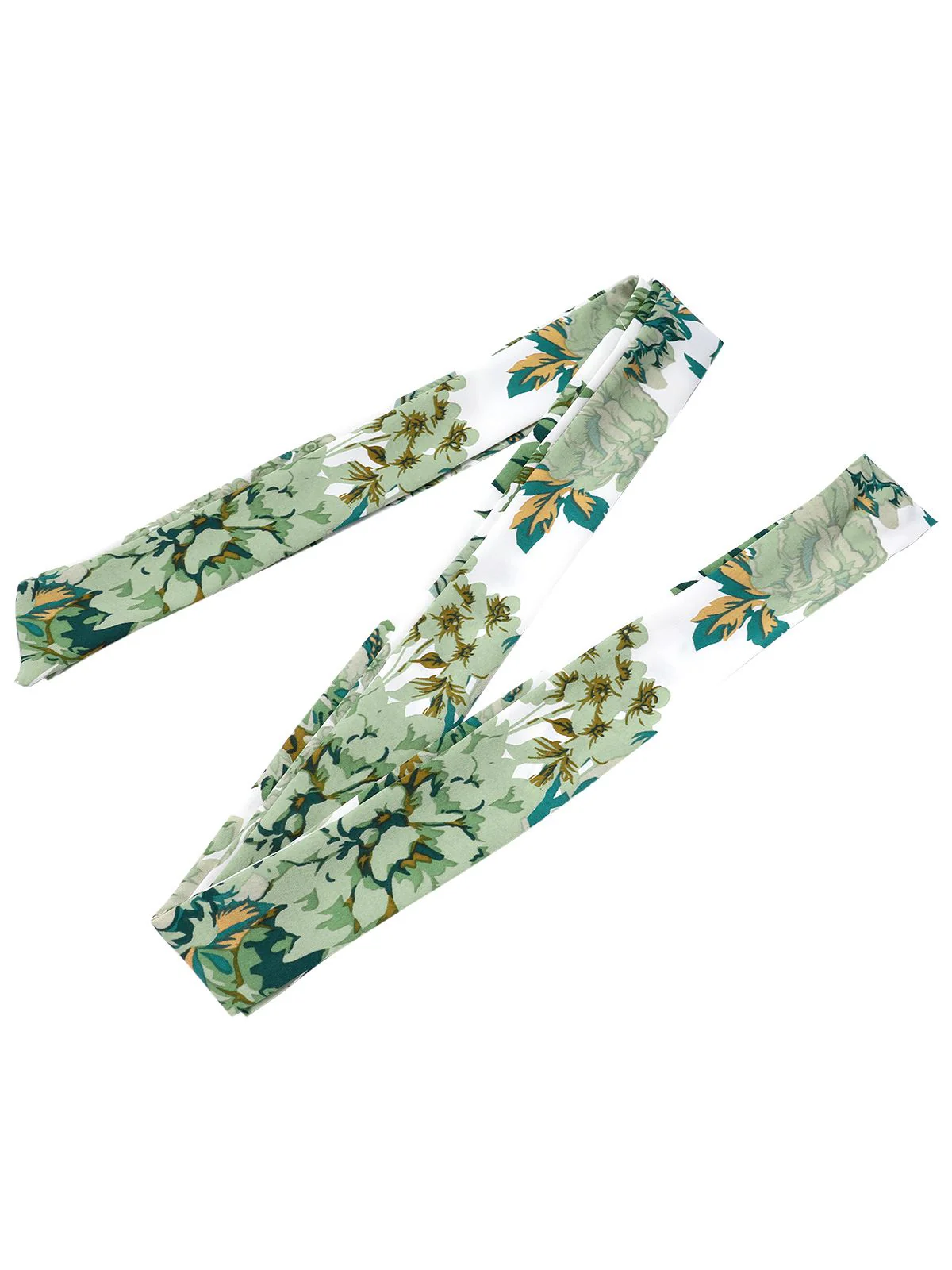 [US Warehouse] Green 1940s Floral Tie Belt Dress - Image 5