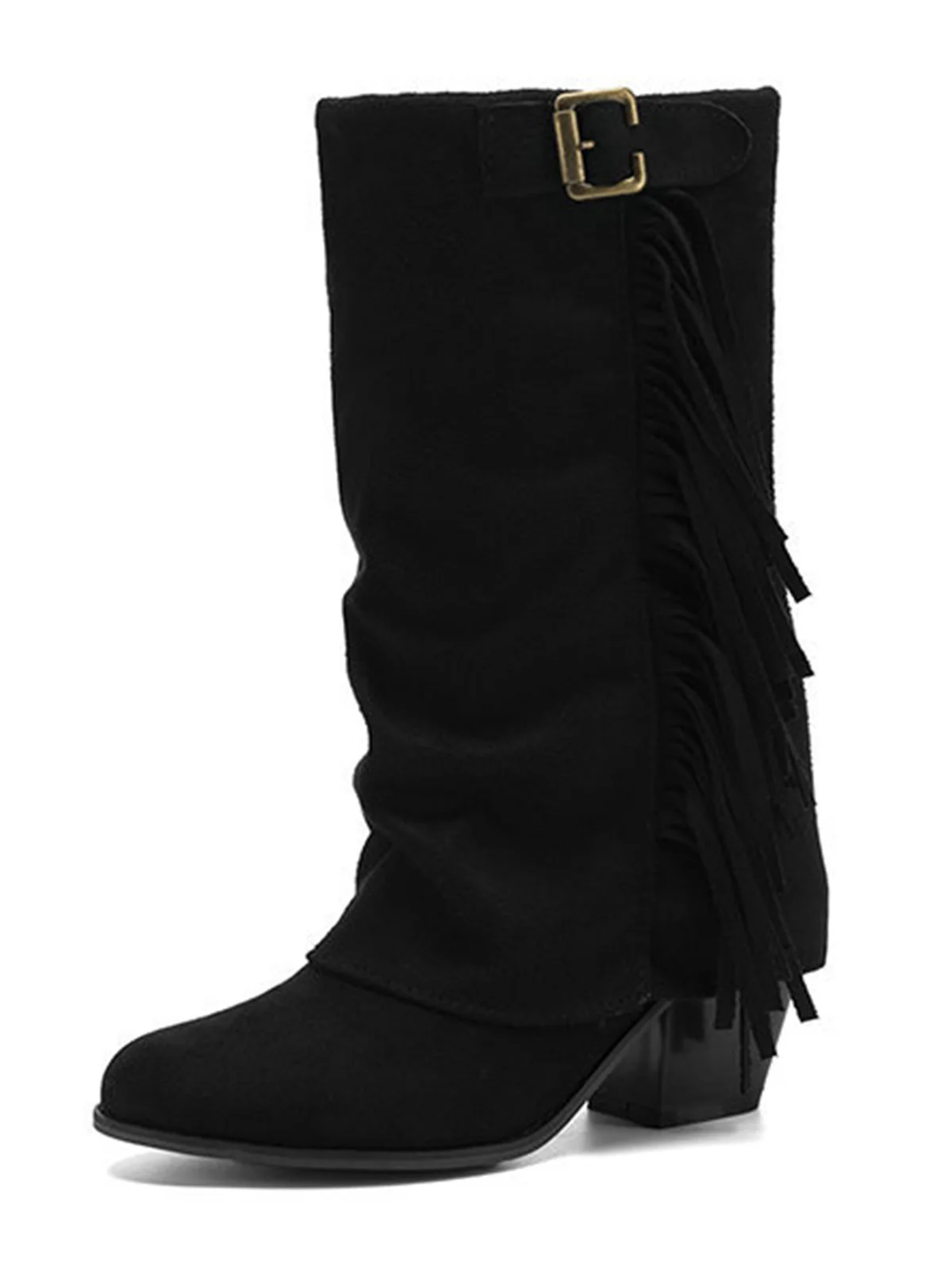 Vintage Fringe Mid-Calf Western Boots