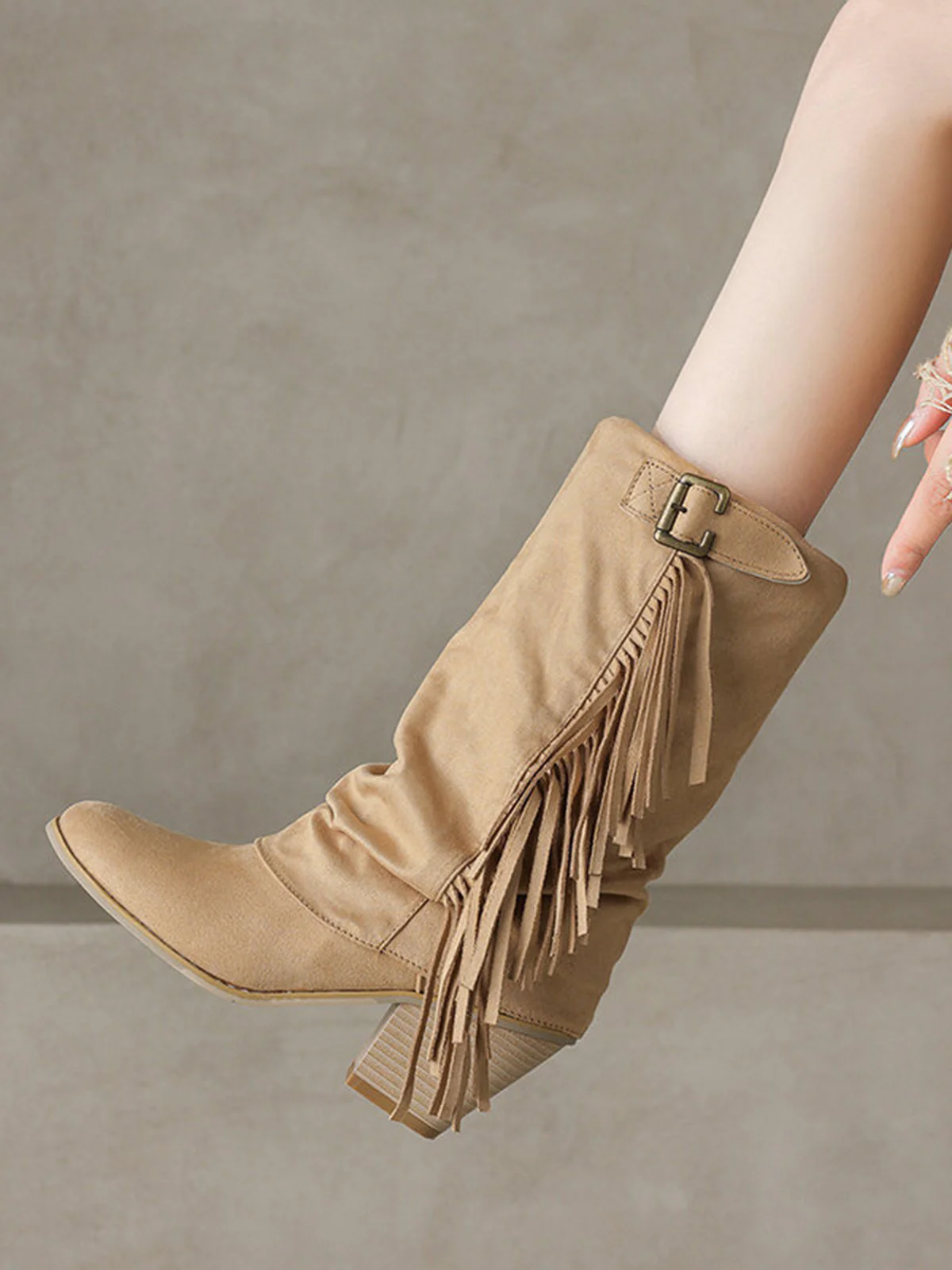 Vintage Fringe Mid-Calf Western Boots - Image 11