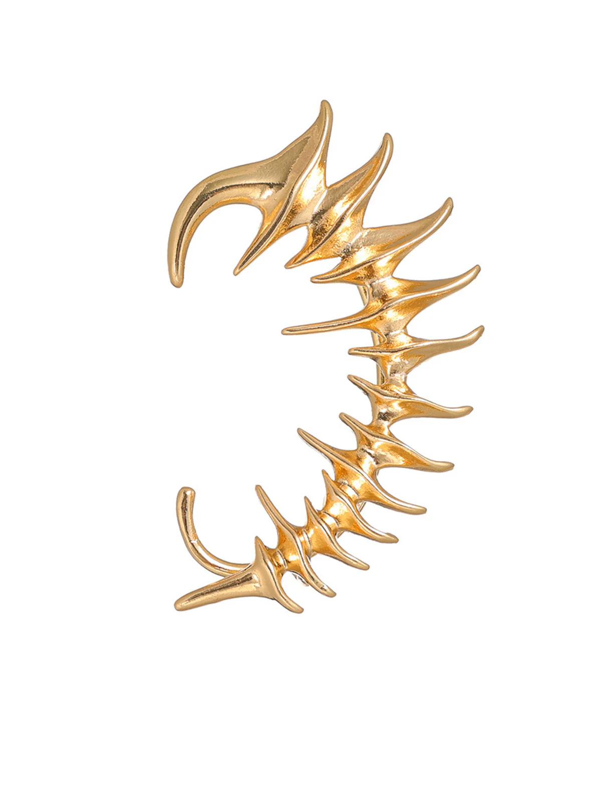 Vintage Gold Spike Fishbone Punk Earrings - Image 3