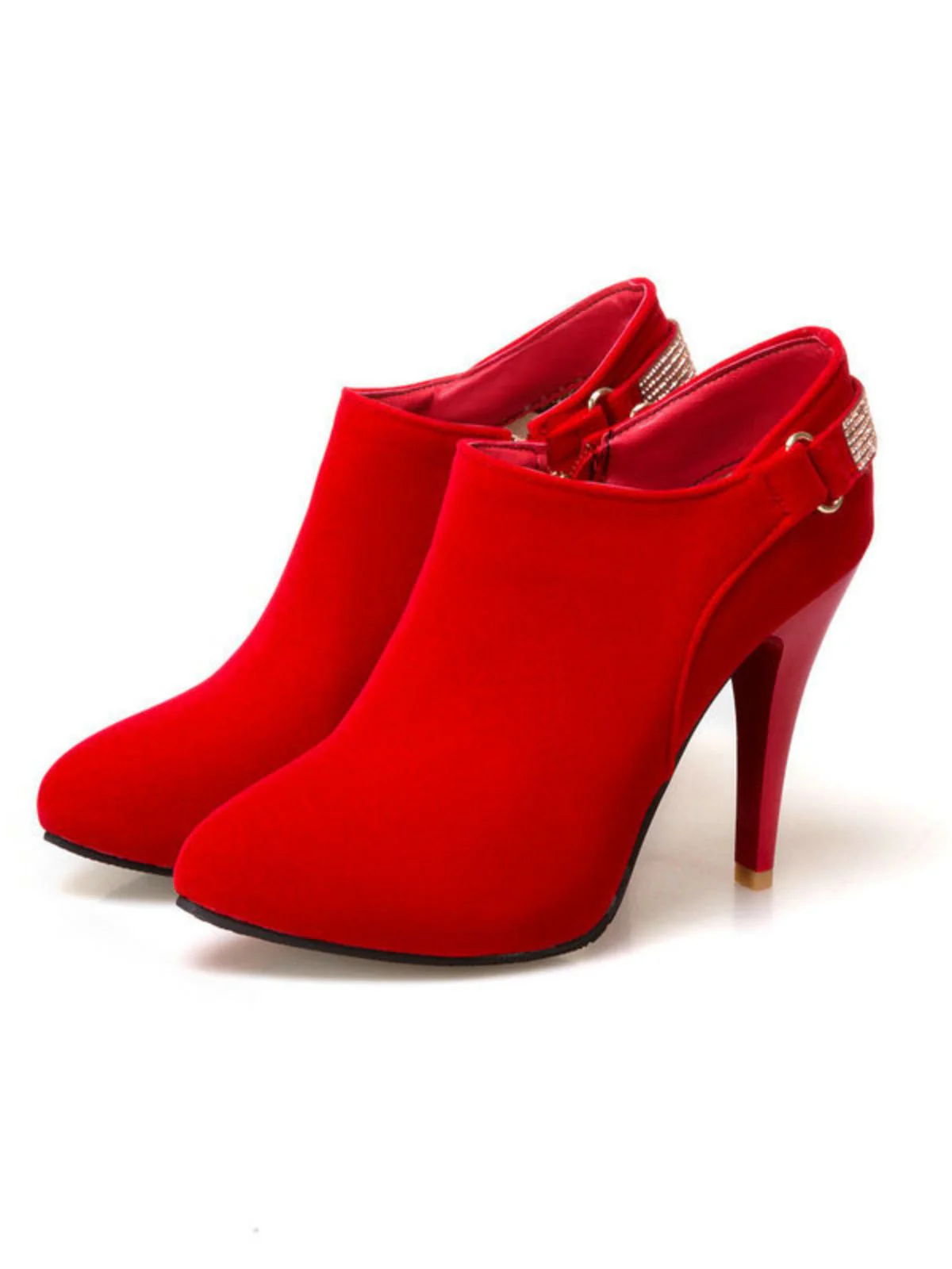Vintage Solid Velvet Pointed Toe Stiletto Heels