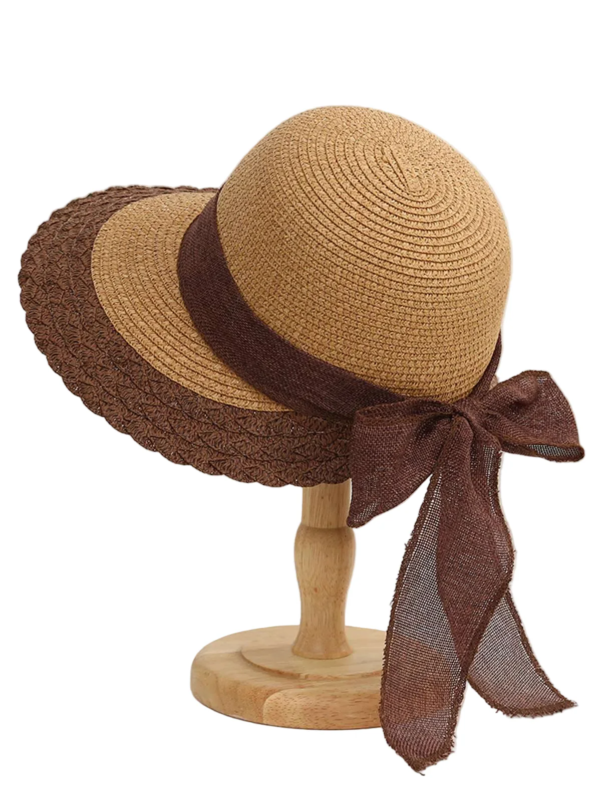Vintage Two-Tone Straw Sun Hat