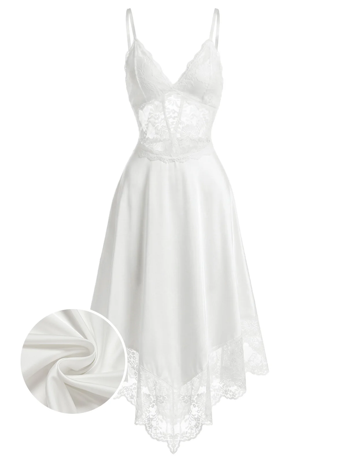 [Pre-Sale] White 1930s Lace Corset Satin Nightgown