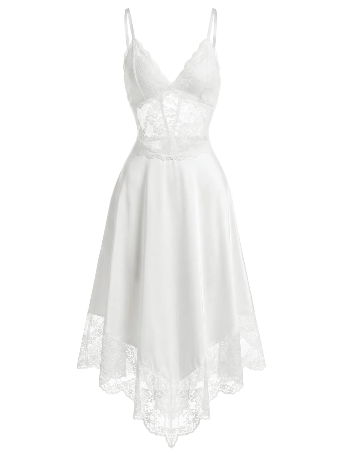 [Pre-Sale] White 1930s Lace Corset Satin Nightgown - Image 2