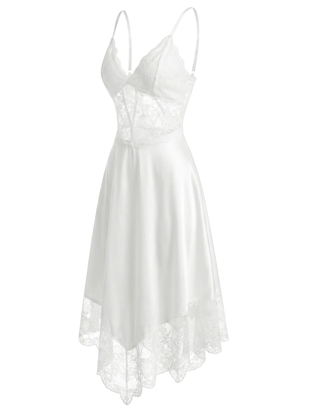[Pre-Sale] White 1930s Lace Corset Satin Nightgown - Image 3
