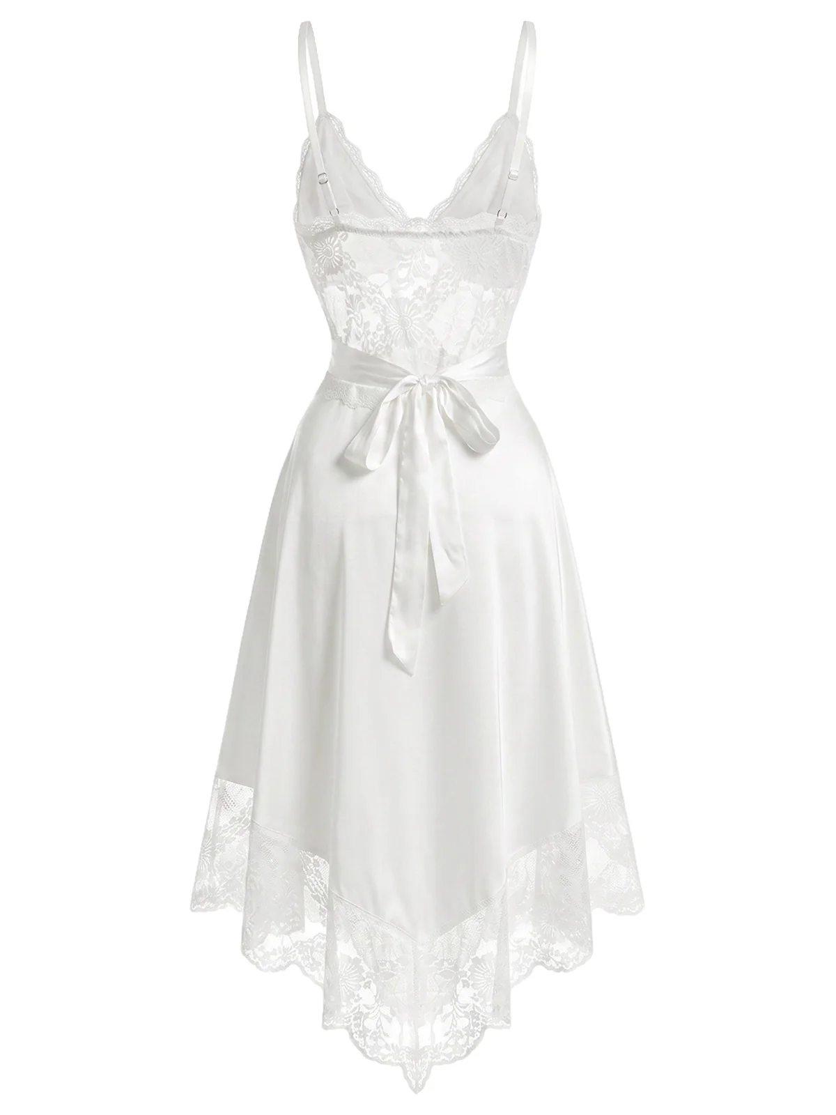 [Pre-Sale] White 1930s Lace Corset Satin Nightgown - Image 4