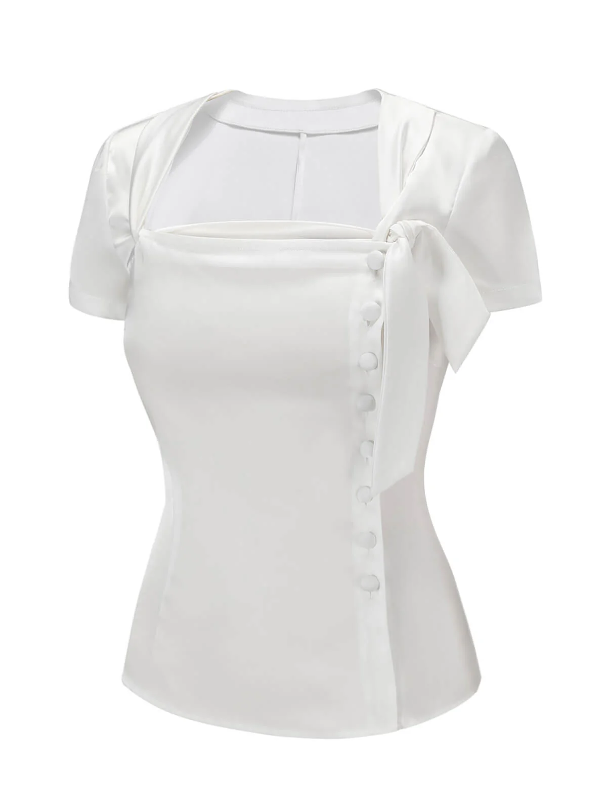White 1950s White Button Down Shirt - Image 3