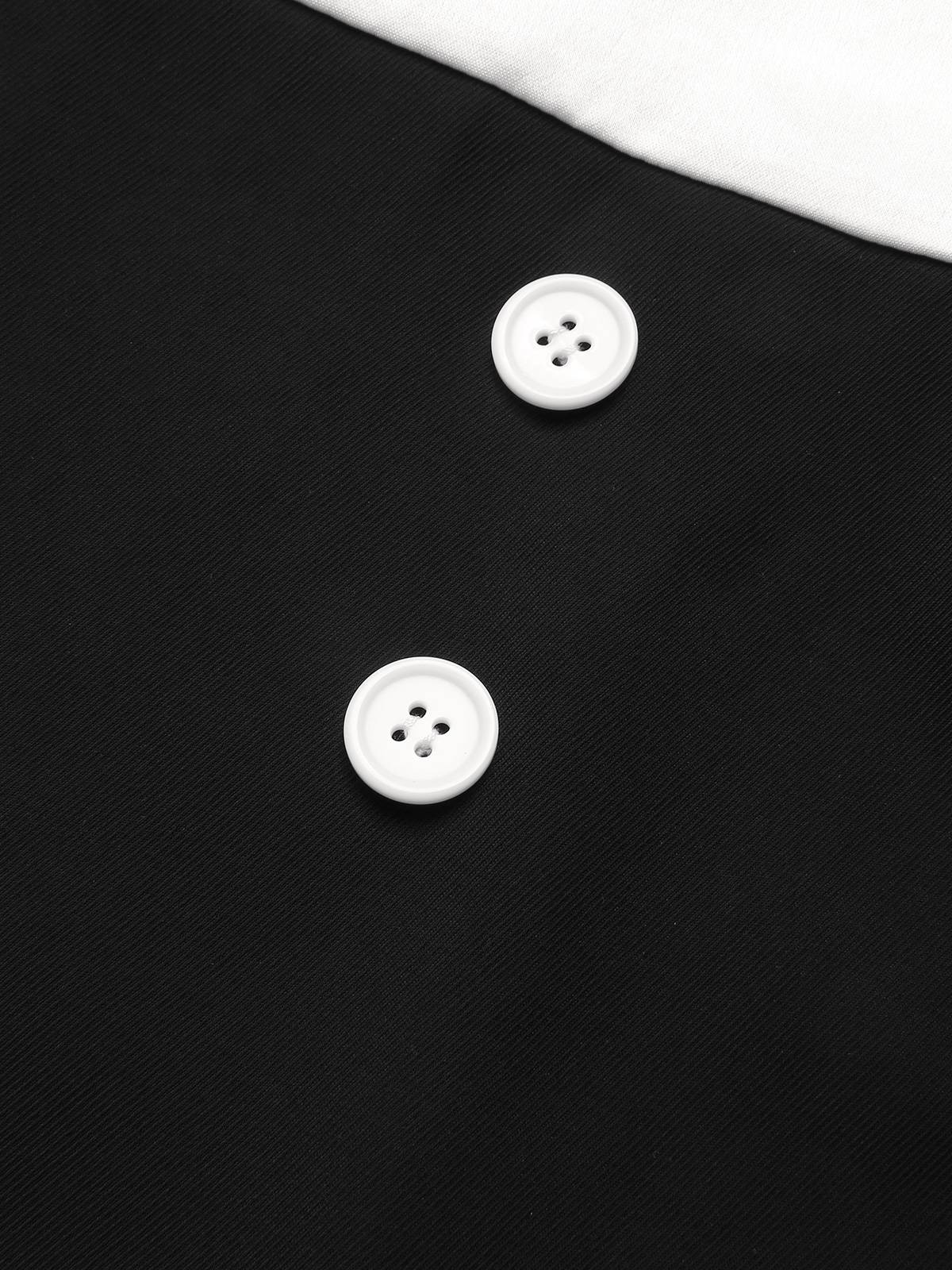 White & Black 1950s Deep-V Halter Romper - Image 7