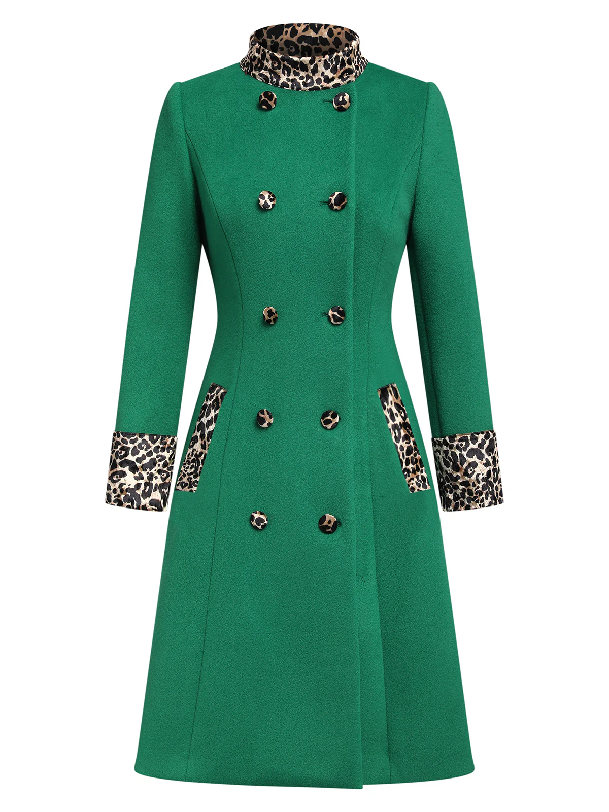 Wine Red 1950s Leopard Patchwork Button Coat - Image 3