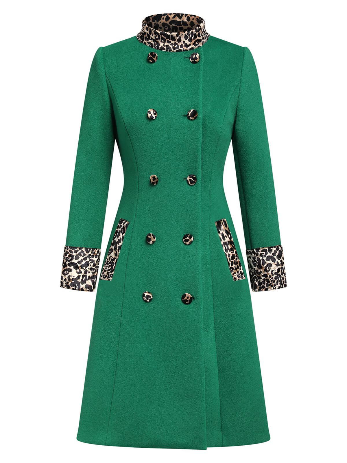 Wine Red 1950s Leopard Patchwork Button Coat - Image 7