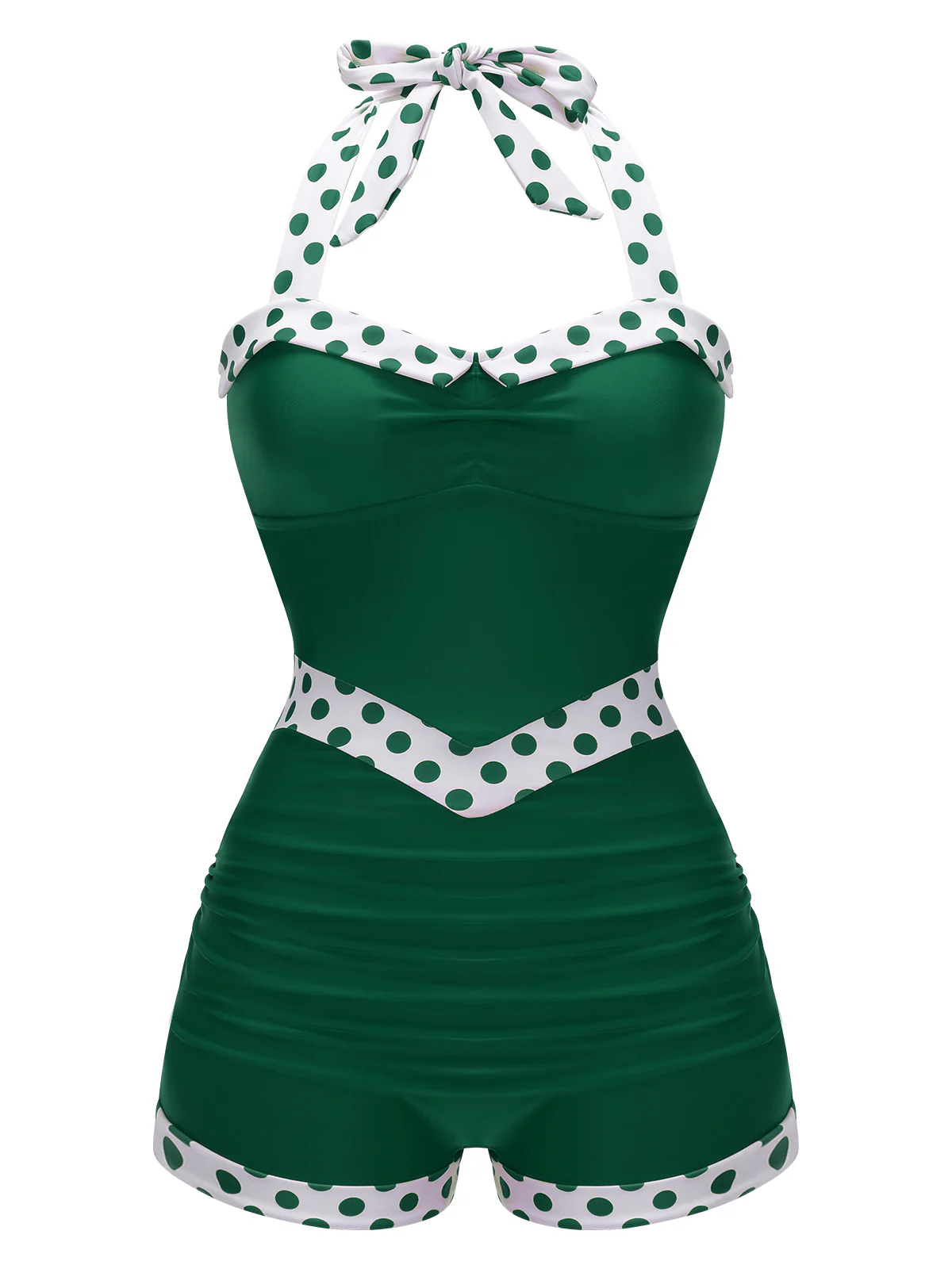 Yellow 1940s Halter Patchwork One-piece Swimsuit - Image 14