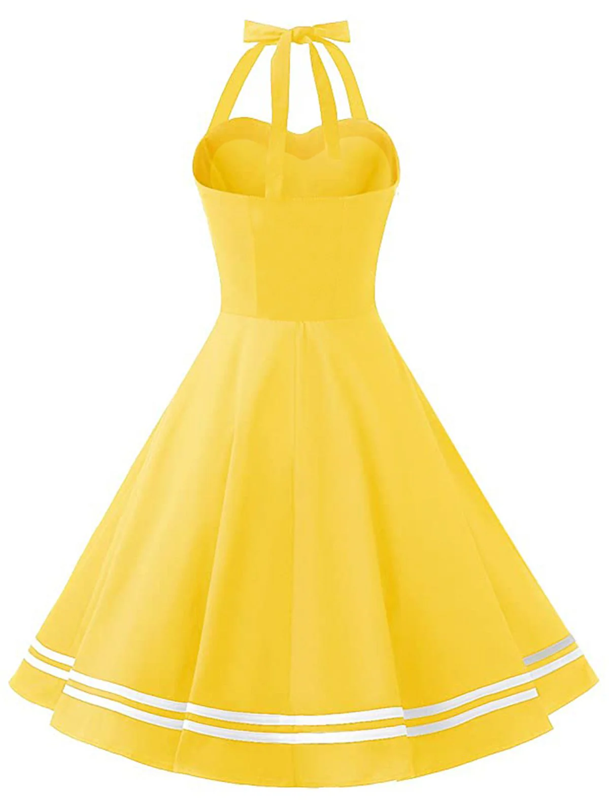 Yellow 1950s Halter Swing Dress - Image 3