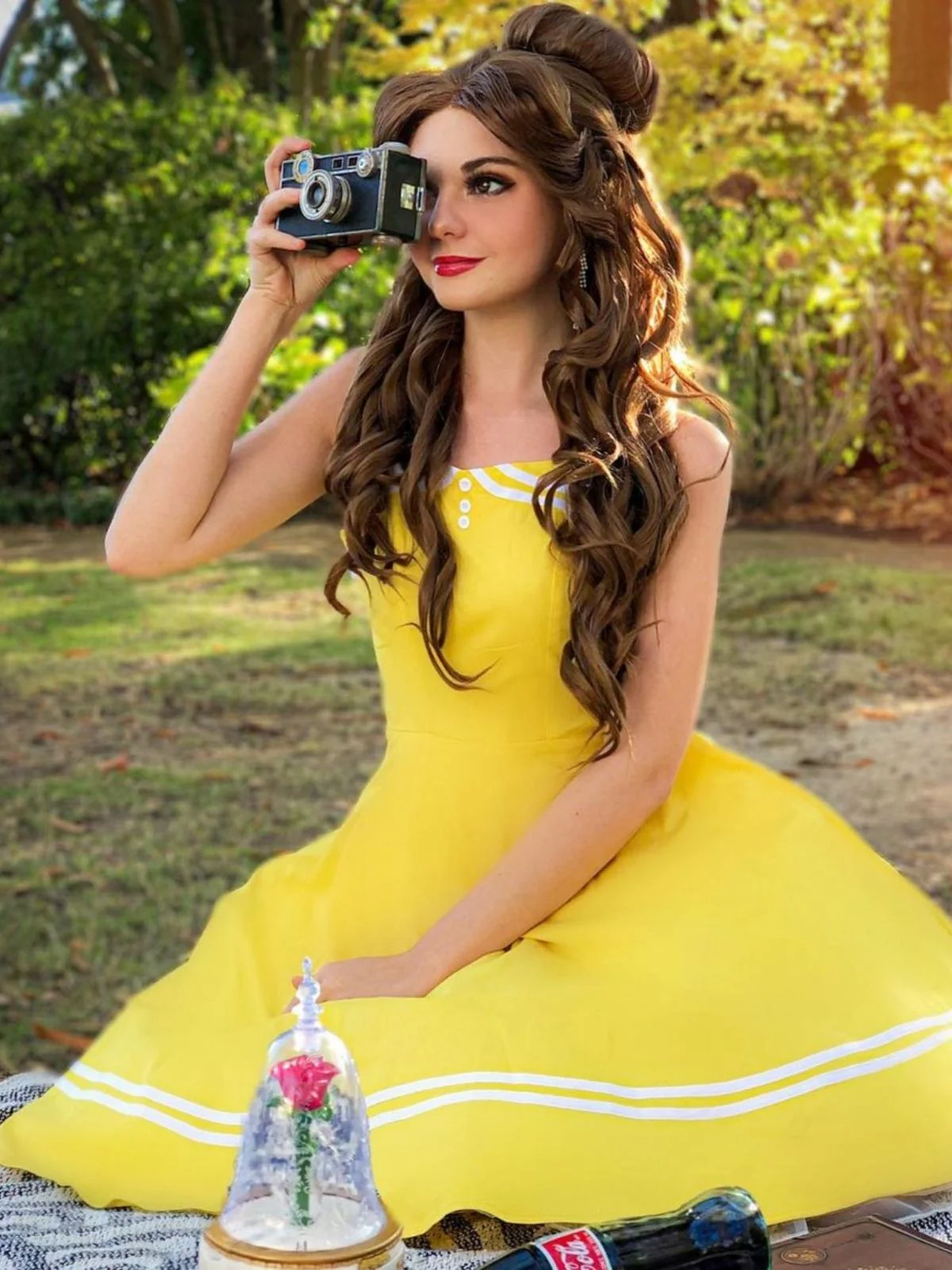 Yellow 1950s Halter Swing Dress - Image 4